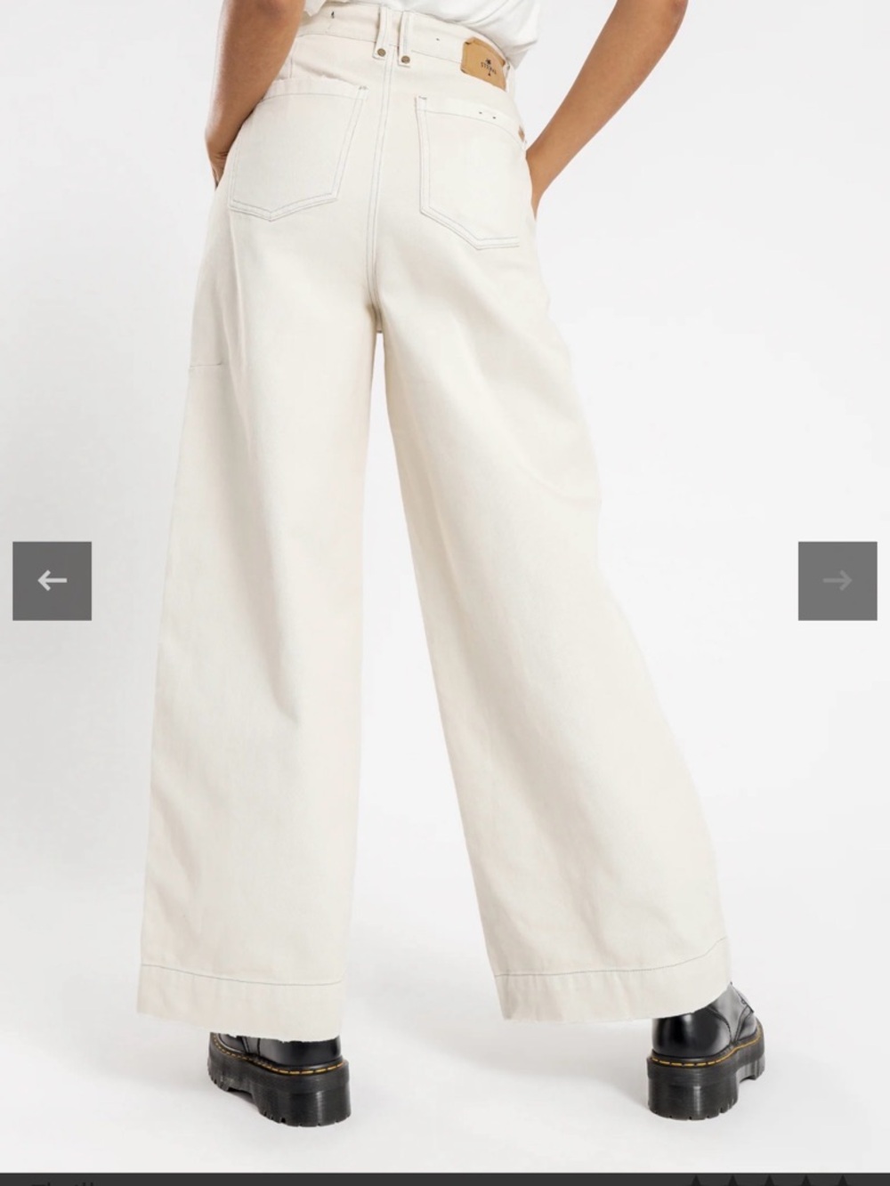 Thrills Chloe Jeans in Vintage Bone / Wide Leg High-Rise Pants in Light Beige 4 - Picture 2 of 11